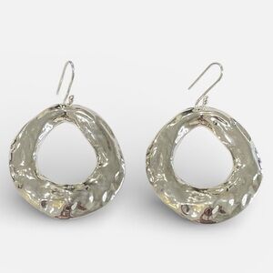 Elegant Silver Hammered XL Hoop Earrings
